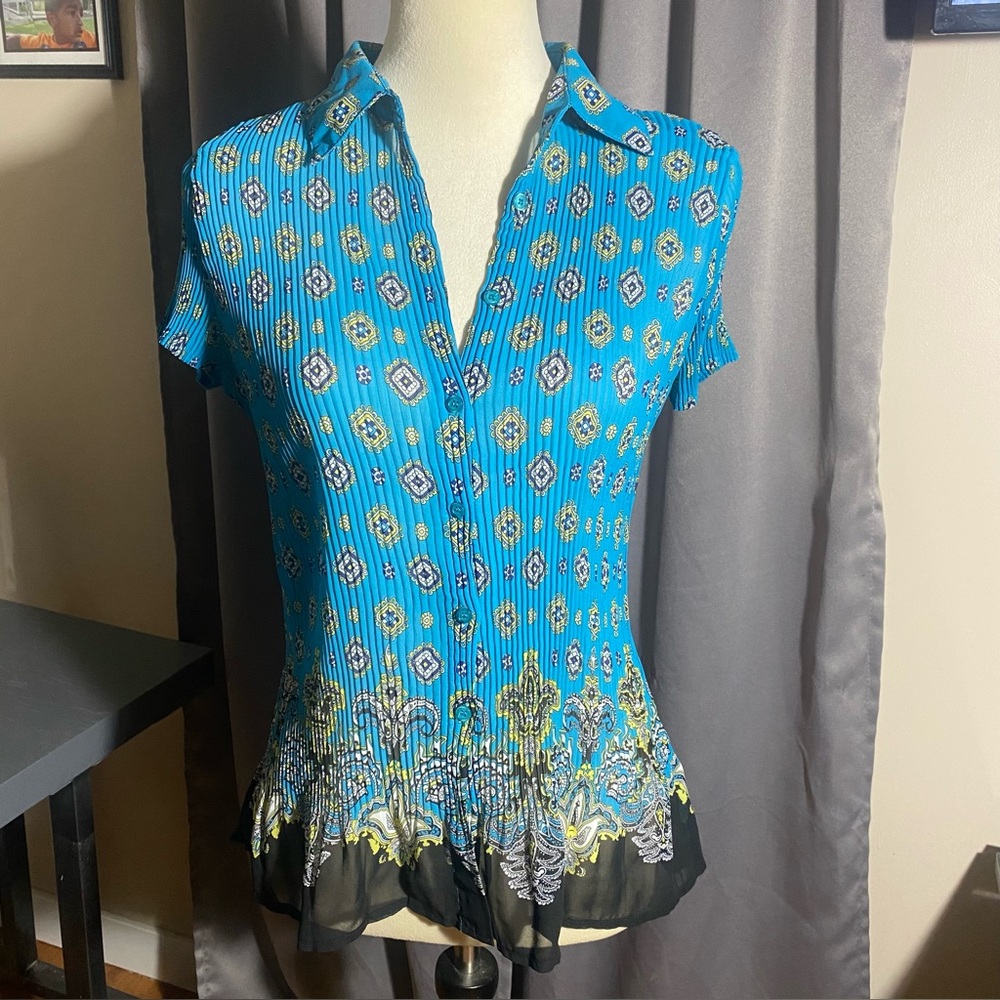 Blue Patterned Women's Top